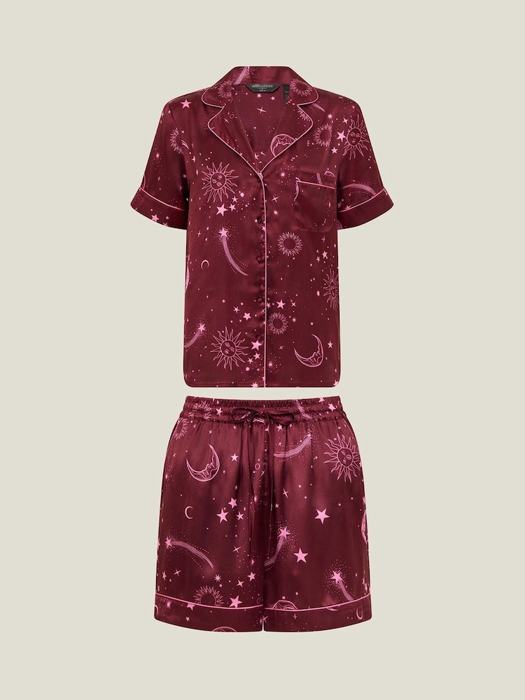 Accessorize Red Celestial Satin Short Pyjama Set - Image 4 of 4 Accessorize Red Celestial Satin Short Pyjama Set - Image 4 of 4