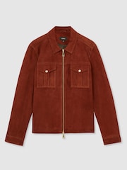 Reiss Burnt Red Belle Suede Zip-Through Jacket - Image 2 of 7
