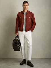 Reiss Burnt Red Belle Suede Zip-Through Jacket - Image 3 of 7