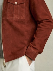 Reiss Burnt Red Belle Suede Zip-Through Jacket - Image 4 of 7