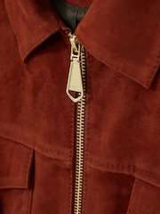 Reiss Burnt Red Belle Suede Zip-Through Jacket - Image 7 of 7