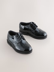 Black Patent Standard Fit (F) Smart Leather Brogue Shoes - Image 1 of 5