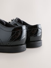 Black Patent Standard Fit (F) Smart Leather Brogue Shoes - Image 3 of 5