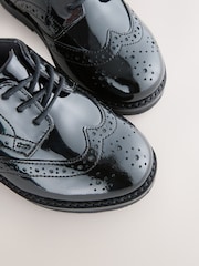 Black Patent Standard Fit (F) Smart Leather Brogue Shoes - Image 4 of 5