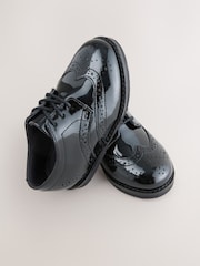Black Patent Standard Fit (F) Smart Leather Brogue Shoes - Image 5 of 5