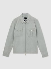 Reiss Soft Blue Belle Suede Zip-Through Jacket - Image 2 of 8