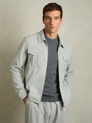 Reiss Soft Blue Belle Suede Zip-Through Jacket - Image 3 of 8