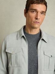 Reiss Soft Blue Belle Suede Zip-Through Jacket - Image 5 of 8