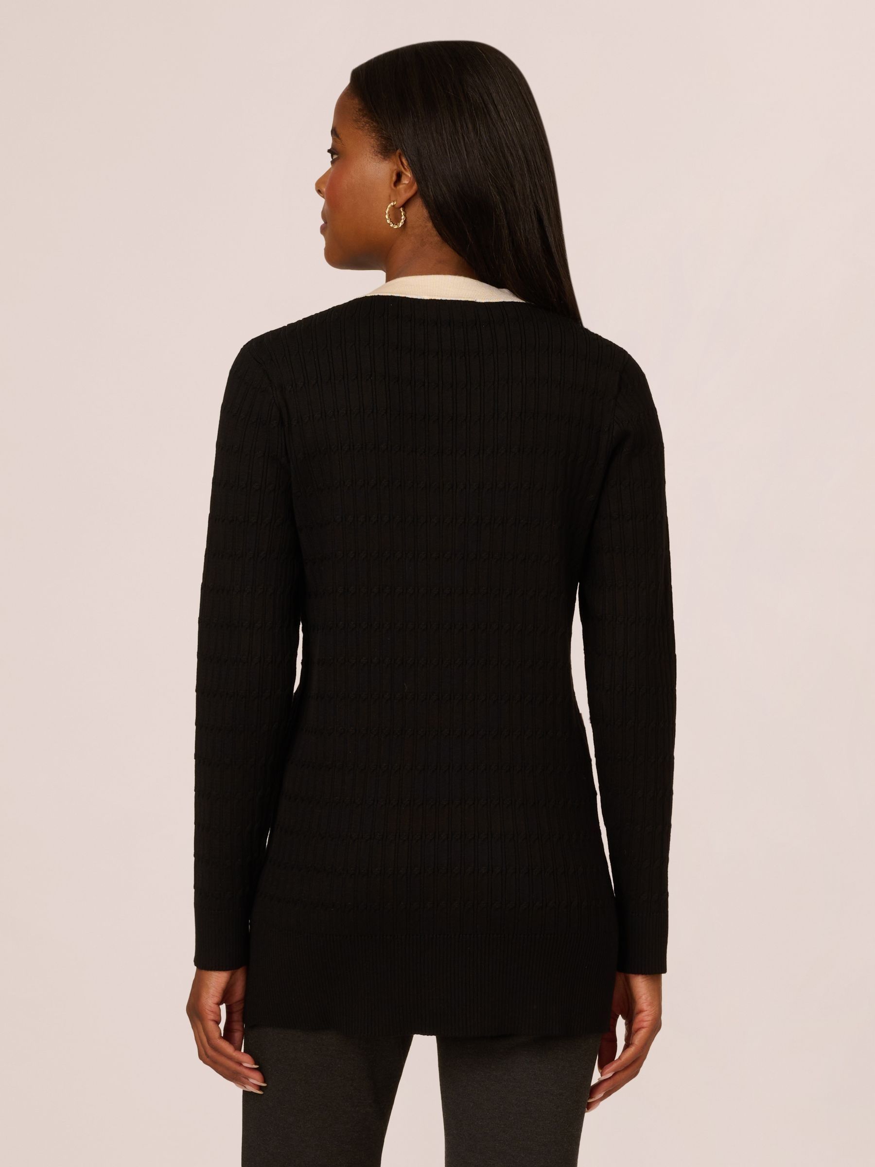 Buy Adrianna Papell V-Neck Button Down Textured Long Black