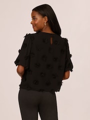 Adrianna Papell Crew Neck All Over 3D Flower Chiffon Top - Image 2 of 7