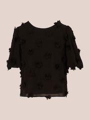 Adrianna Papell Crew Neck All Over 3D Flower Chiffon Top - Image 6 of 7
