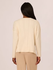 Adrianna Papell V-Neck Pointelle Long Sleeve Sweater - Image 2 of 7