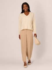 Adrianna Papell V-Neck Pointelle Long Sleeve Sweater - Image 3 of 7