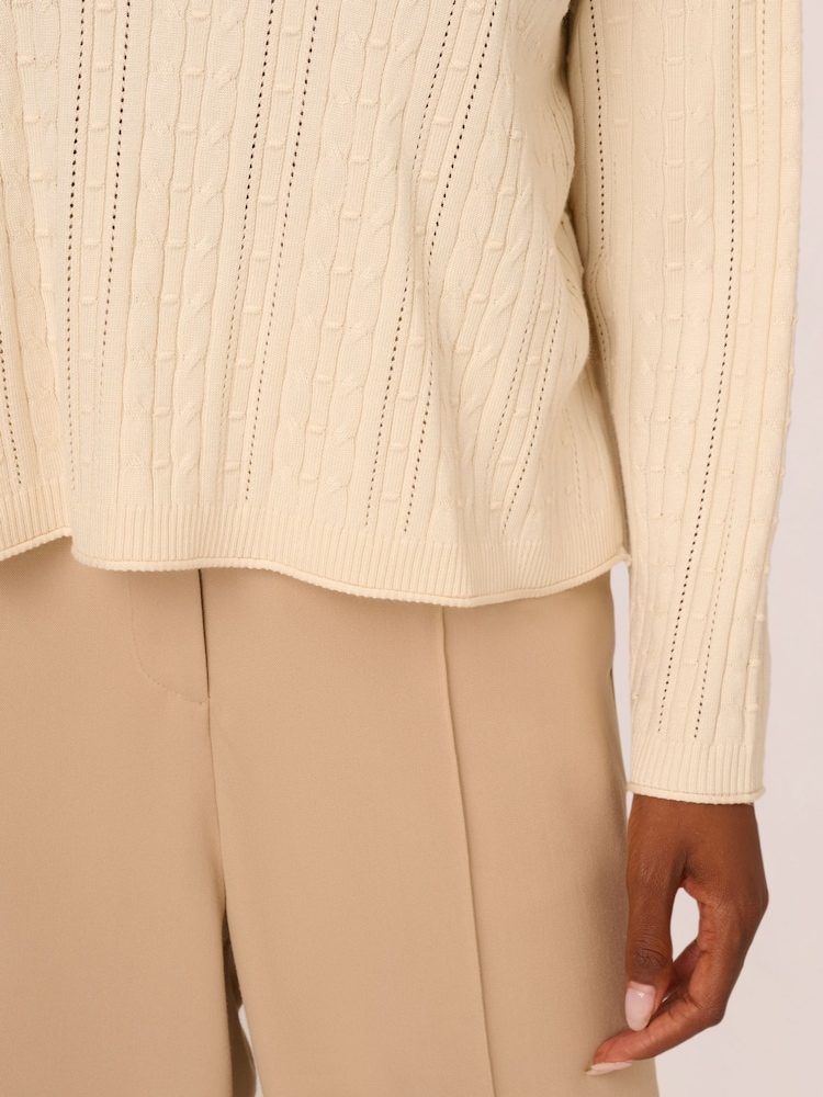 Adrianna Papell V-Neck Pointelle Long Sleeve Sweater - Image 5 of 7