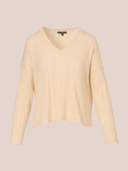 Adrianna Papell V-Neck Pointelle Long Sleeve Sweater - Image 6 of 7