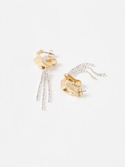 Oliver Bonas Gold Tone Cassata Tassel Drop Organic Shape Hoops - Image 2 of 3