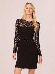 Adrianna by Adrianna Papell Knit Crepe Mini Black Dress - Image 1 of 7