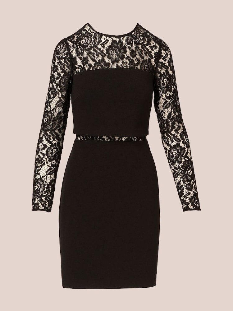 Adrianna by Adrianna Papell Knit Crepe Mini Black Dress - Image 7 of 7