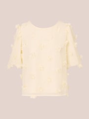 Adrianna Papell Crew Neck All Over 3D Flower Chiffon Top - Image 6 of 7