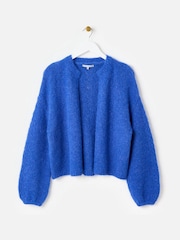Oliver Bonas Blue Fluffy Knitted Cardigan - Image 1 of 6