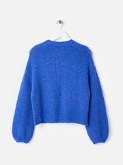 Oliver Bonas Blue Fluffy Knitted Cardigan - Image 2 of 6