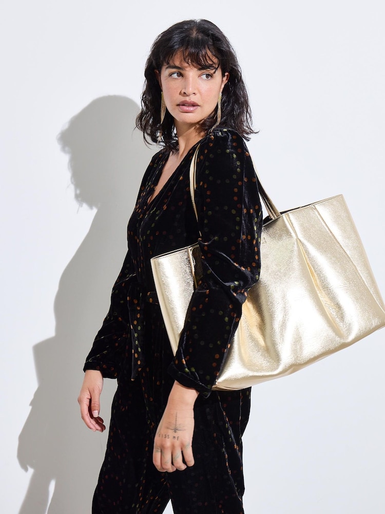 Oliver Bonas Gold Aria Tote Bag - Image 8 of 8