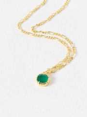 Oliver Bonas Green Briar Onyx Gold Plated Pendant Necklace - Image 2 of 3