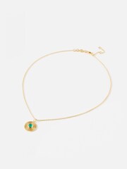 Oliver Bonas Green Gina Onyx Gold Plated Pendant Necklace - Image 1 of 3
