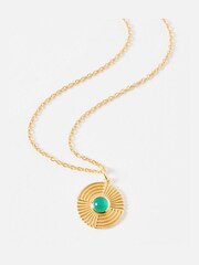 Oliver Bonas Green Gina Onyx Gold Plated Pendant Necklace - Image 2 of 3