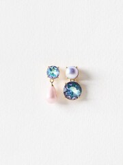 Oliver Bonas Purple Melanie Mismatch Stone and Faux Pearl Drop Stud Earrings - Image 2 of 4