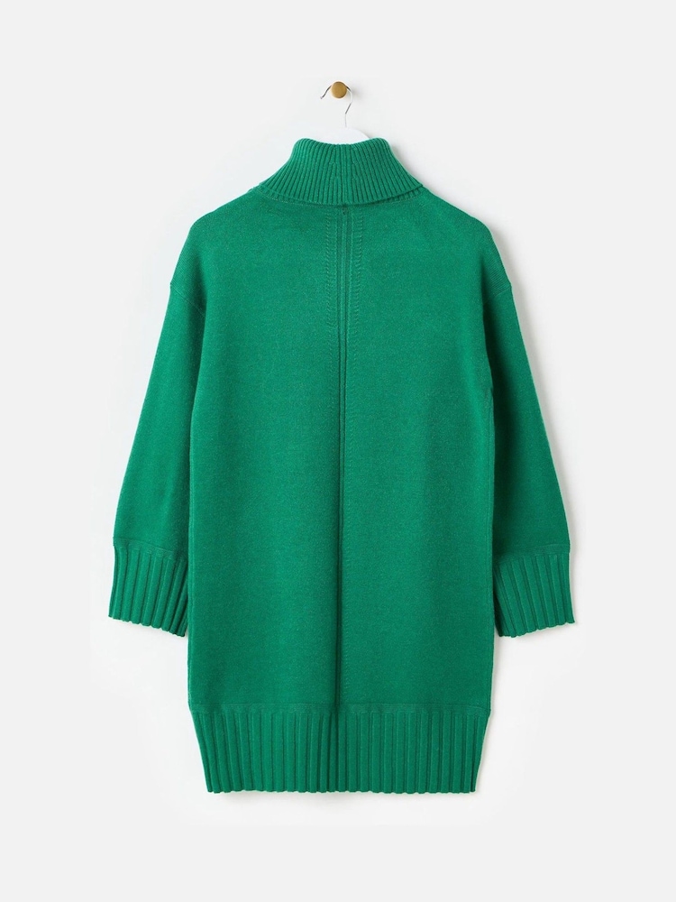 Oliver Bonas Green Forest Roll Neck Knitted Jumper Dress - Image 2 of 6 Oliver Bonas Green Forest Roll Neck Knitted Jumper Dress - Image 2 of 6