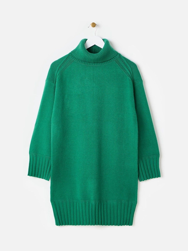 bright green jumper dress Neon Lime Green Roll Neck Jumper Dress
