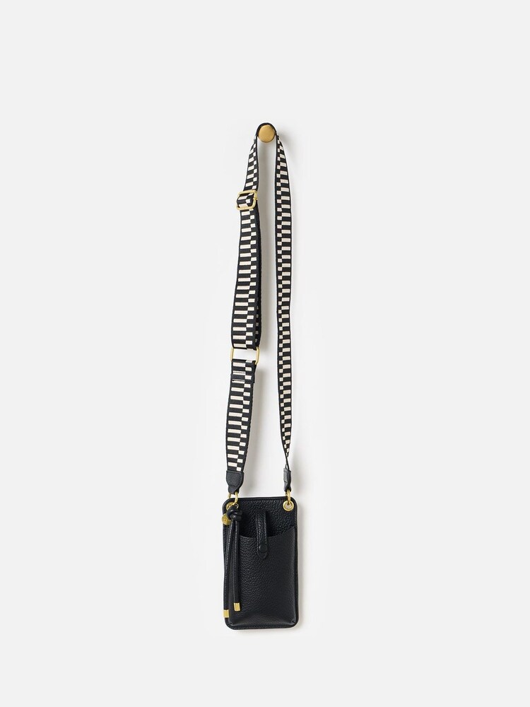 Oliver Bonas Black Geometric Crossbody Phone Bag - Image 1 of 7