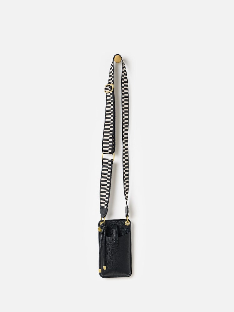 Oliver Bonas Black Geometric Crossbody Phone Bag - Image 1 of 7 Oliver Bonas Black Geometric Crossbody Phone Bag - Image 1 of 7