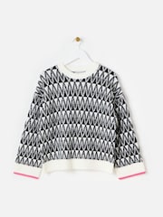Oliver Bonas Black Zig Zag Knitted Jumper - Image 4 of 9