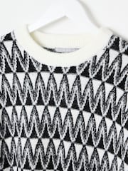 Oliver Bonas Black Zig Zag Knitted Jumper - Image 6 of 9