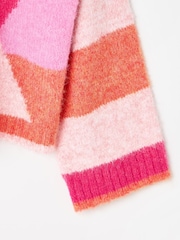 Oliver Bonas Pink Geometric Fluffy Knitted Jumper - Image 7 of 8