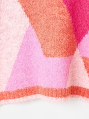 Oliver Bonas Pink Geometric Fluffy Knitted Jumper - Image 8 of 8