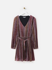 Oliver Bonas Pink Ombre Metallic Mini Dress - Image 3 of 8