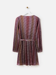 Oliver Bonas Pink Ombre Metallic Mini Dress - Image 4 of 8