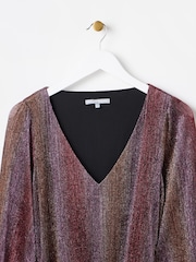 Oliver Bonas Pink Ombre Metallic Mini Dress - Image 5 of 8