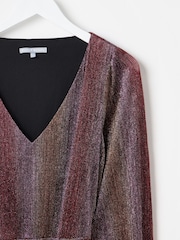 Oliver Bonas Pink Ombre Metallic Mini Dress - Image 7 of 8