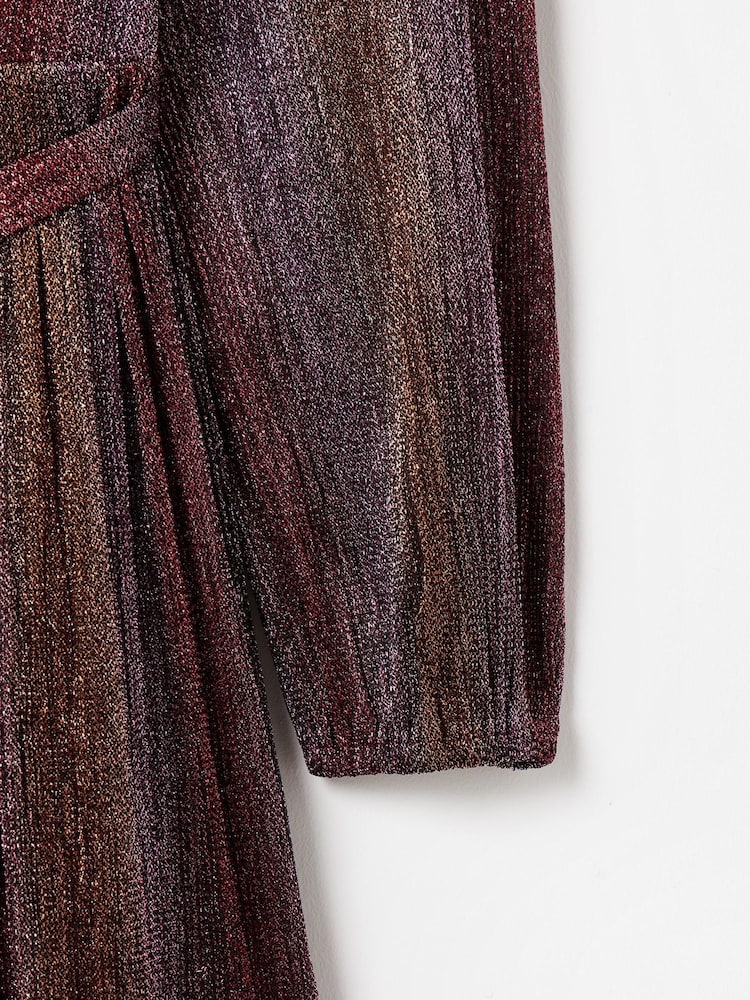 Oliver Bonas Pink Ombre Metallic Mini Dress - Image 8 of 8