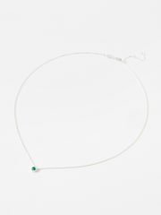 Oliver Bonas Green Verda Onyx Silver Pendant Necklace - Image 1 of 3