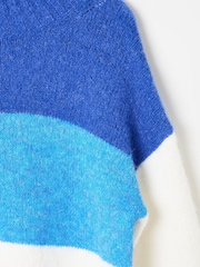 Oliver Bonas Blue Funnel Neck Knitted Jumper - Image 7 of 9