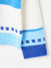Oliver Bonas Blue Funnel Neck Knitted Jumper - Image 8 of 9