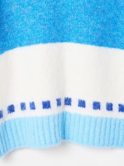 Oliver Bonas Blue Funnel Neck Knitted Jumper - Image 9 of 9