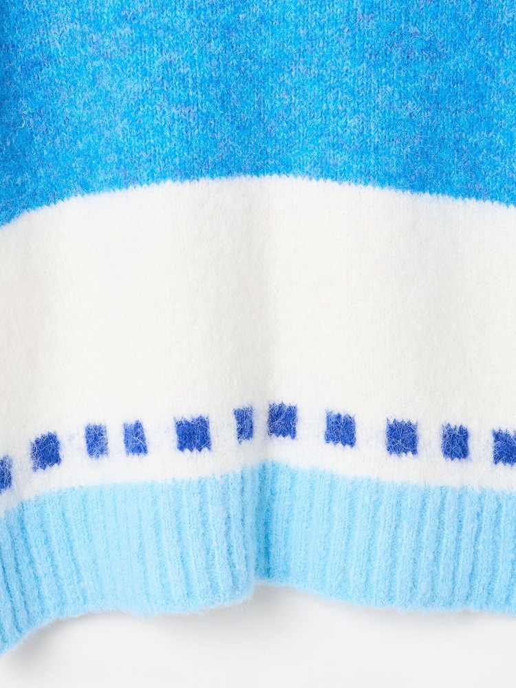Oliver Bonas Blue Funnel Neck Knitted Jumper - Image 9 of 9