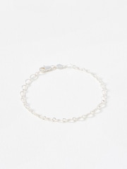 Oliver Bonas Silver Tone Nivia Textured Links Chain Bracelet - Image 1 of 3