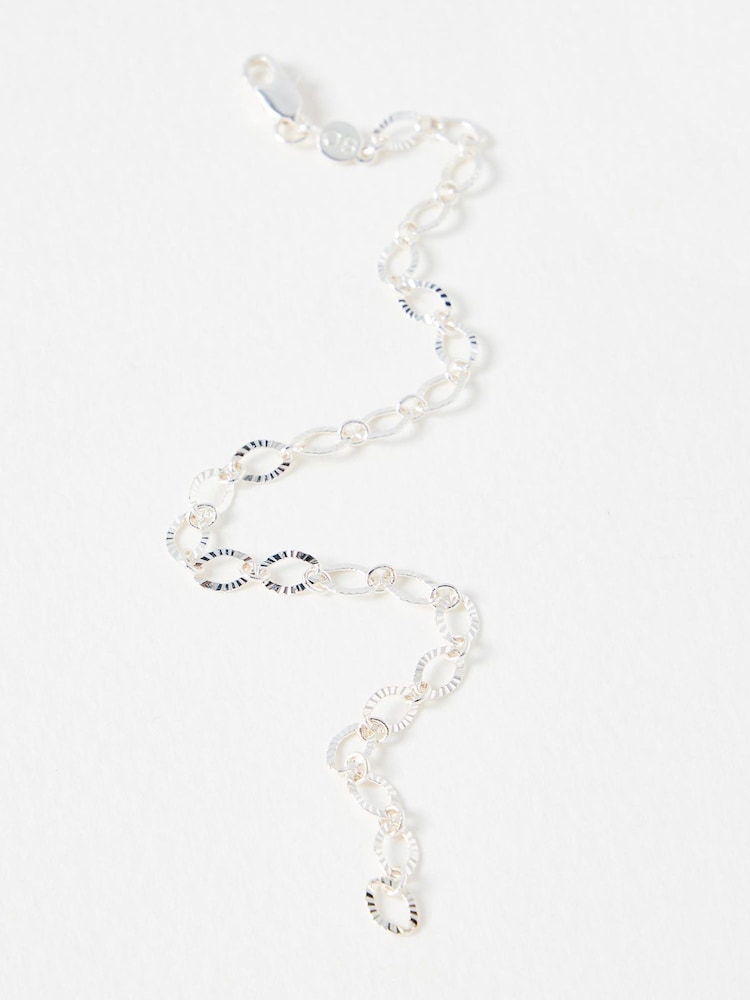 Oliver Bonas Silver Tone Nivia Textured Links Chain Bracelet - Image 2 of 3